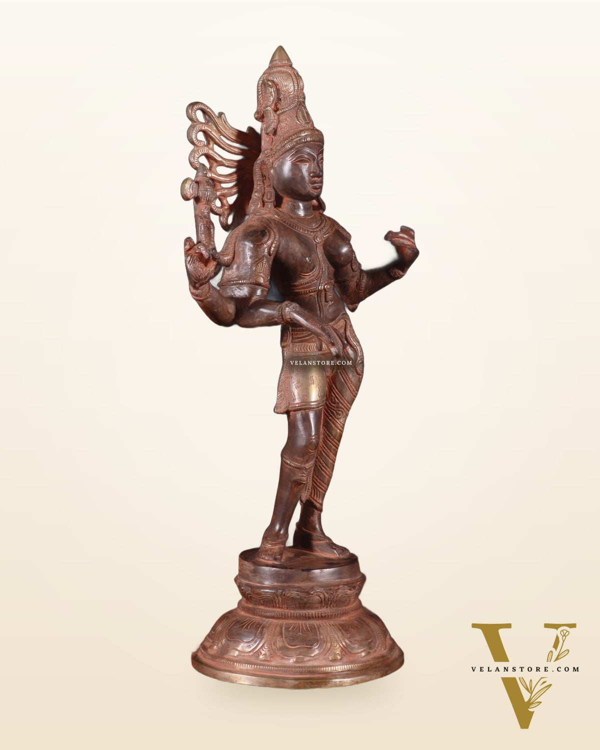 Brass Ardhanarishwara Sculpture – 16.5 inch sand patina finish