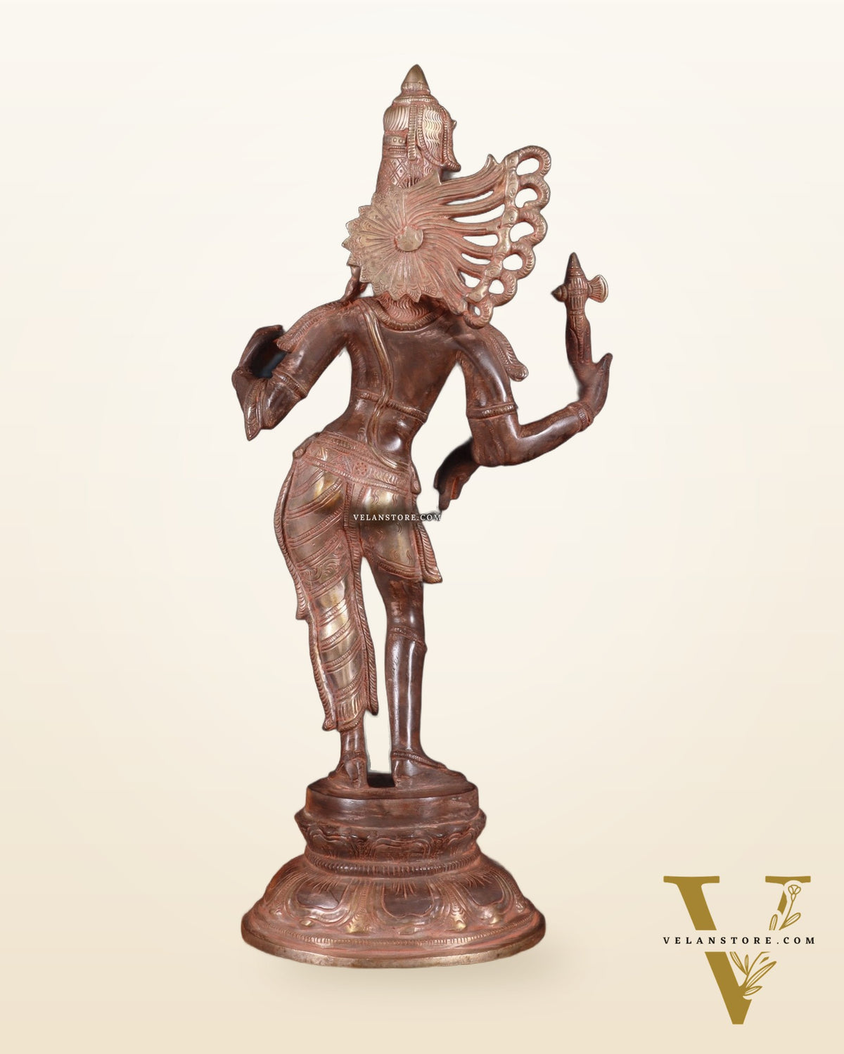 Brass Ardhanarishwara Sculpture – 16.5 inch sand patina finish