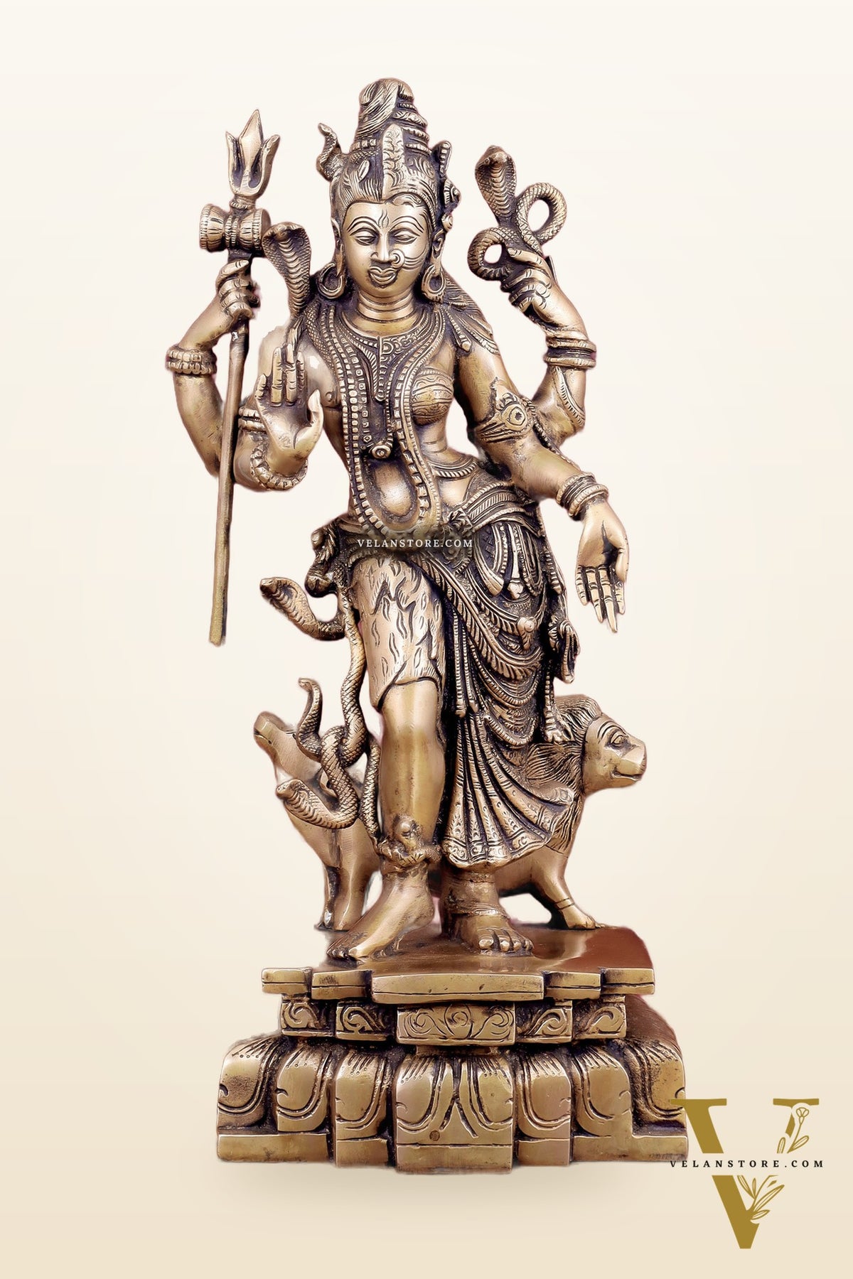 Brass Ardhanarishwara Statue - 19 Inch antique tone