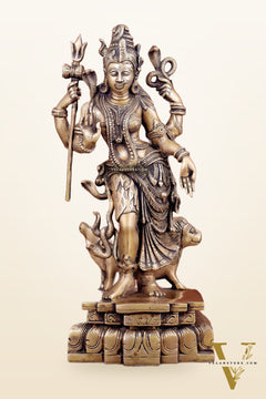 Brass Ardhanarishwara Statue - 19 Inch antique tone