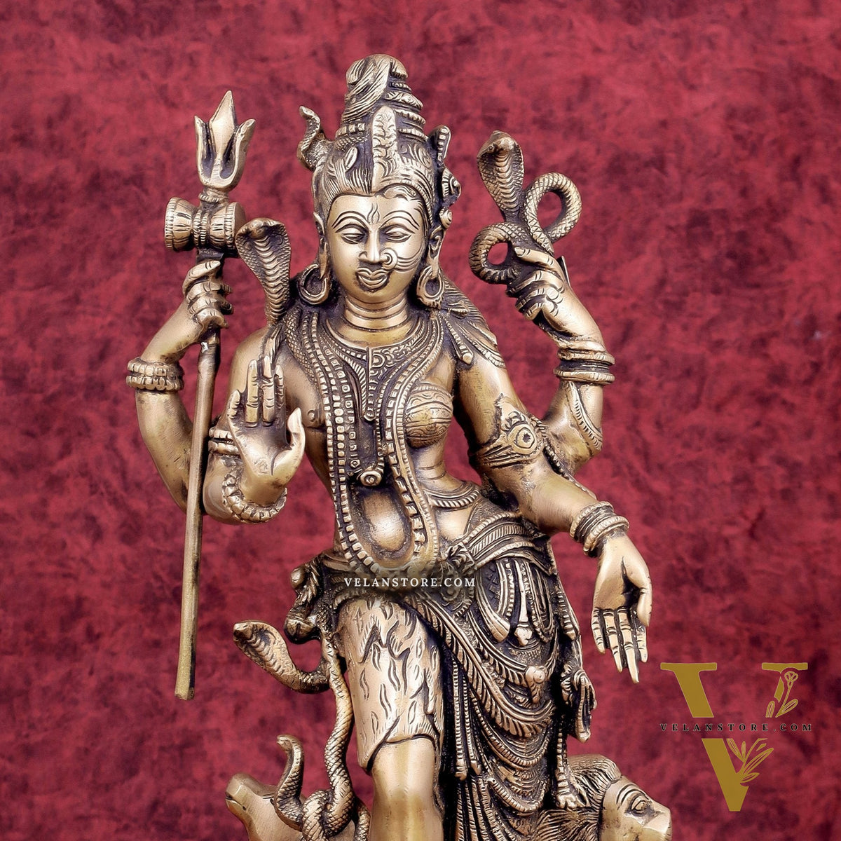 Brass Ardhanarishwara Statue - 19 Inch antique tone