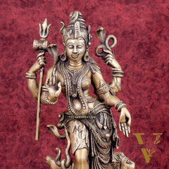 Brass Ardhanarishwara Statue - 19 Inch antique tone