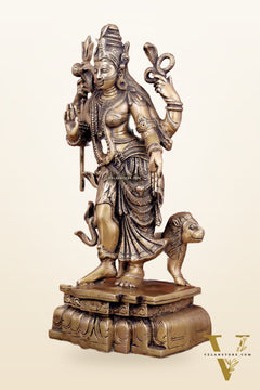 Brass Ardhanarishwara Statue - 19 Inch antique tone