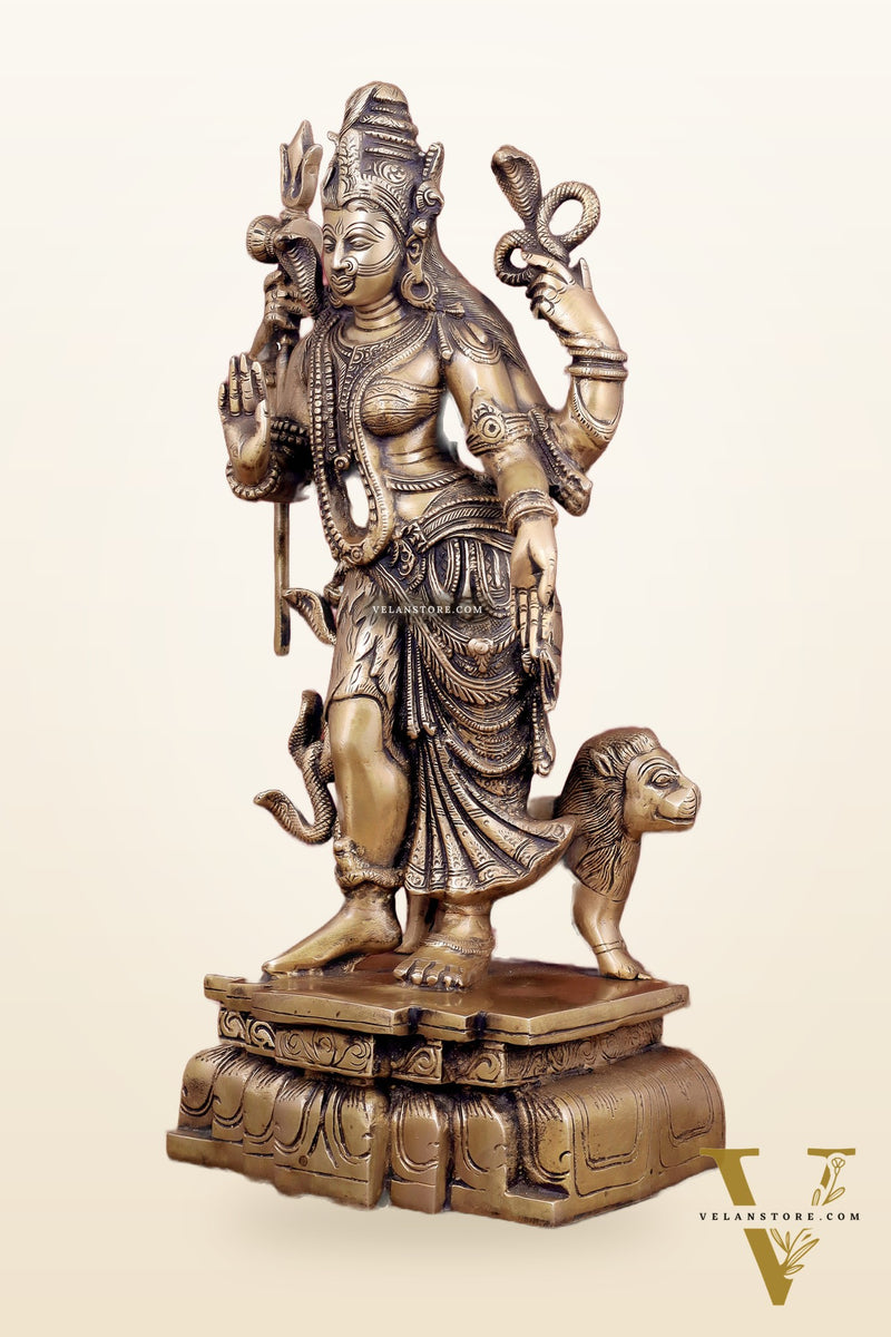 Brass Ardhanarishwara Statue - 19 Inch antique tone