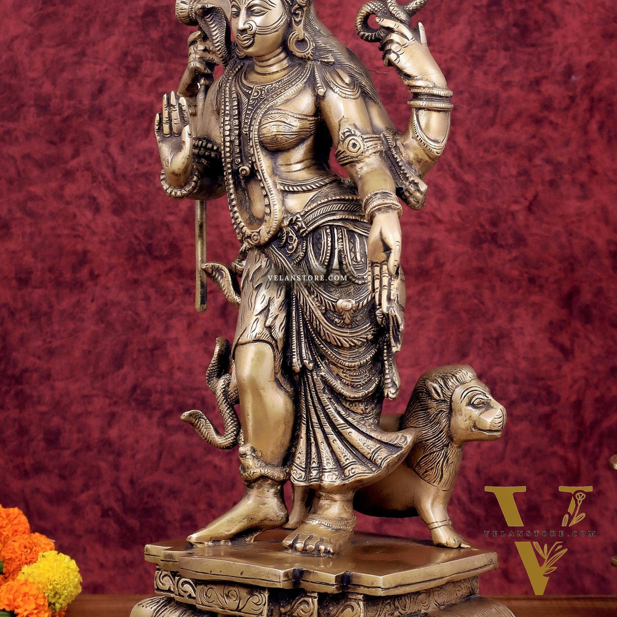 Brass Ardhanarishwara Statue - 19 Inch antique tone