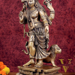 Brass Ardhanarishwara Statue - 19 Inch antique tone