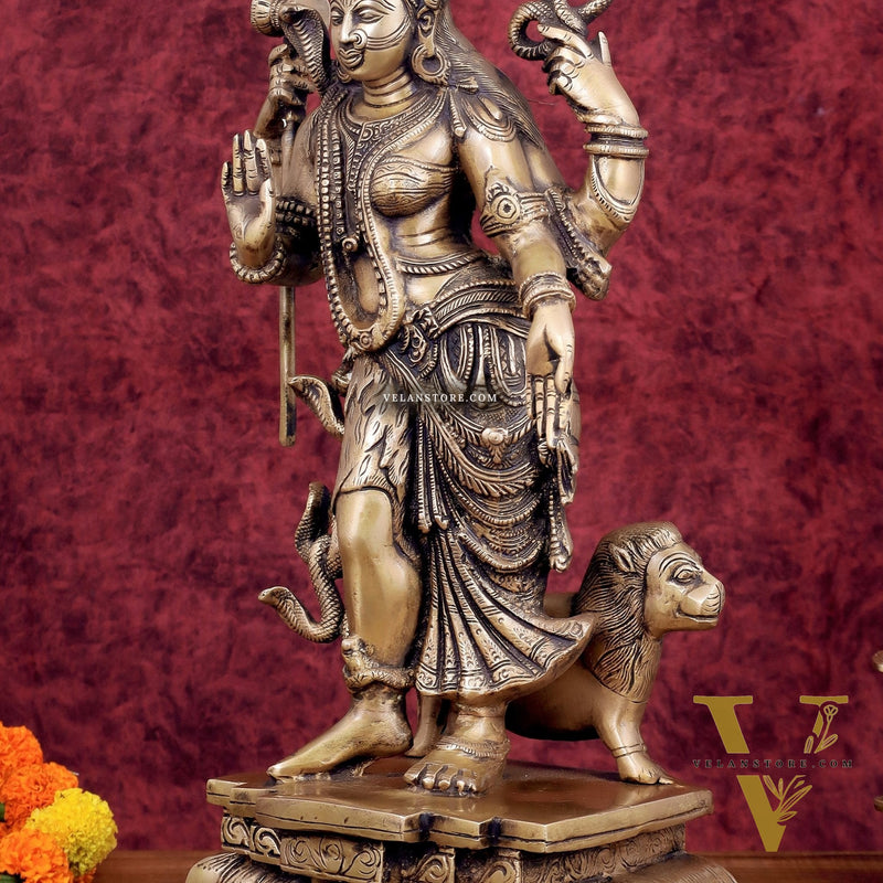 Brass Ardhanarishwara Statue - 19 Inch antique tone