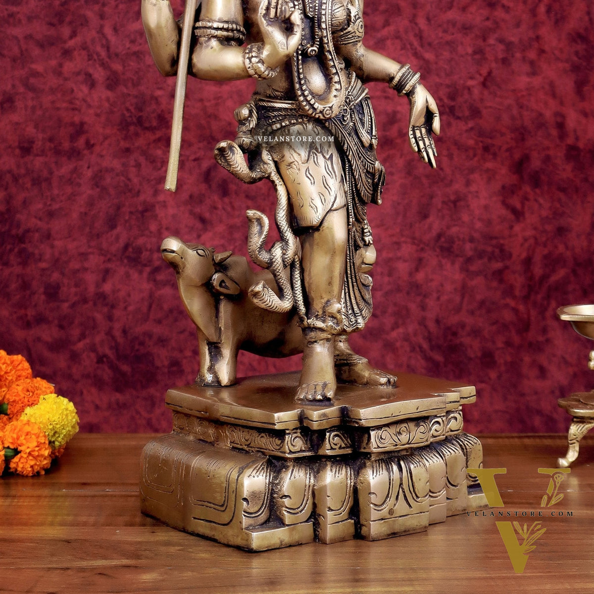 Brass Ardhanarishwara Statue - 19 Inch antique tone