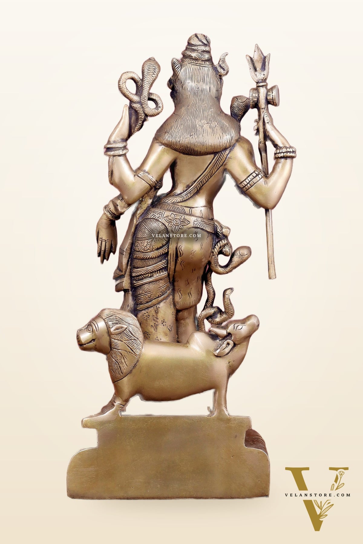 Brass Ardhanarishwara Statue - 19 Inch antique tone