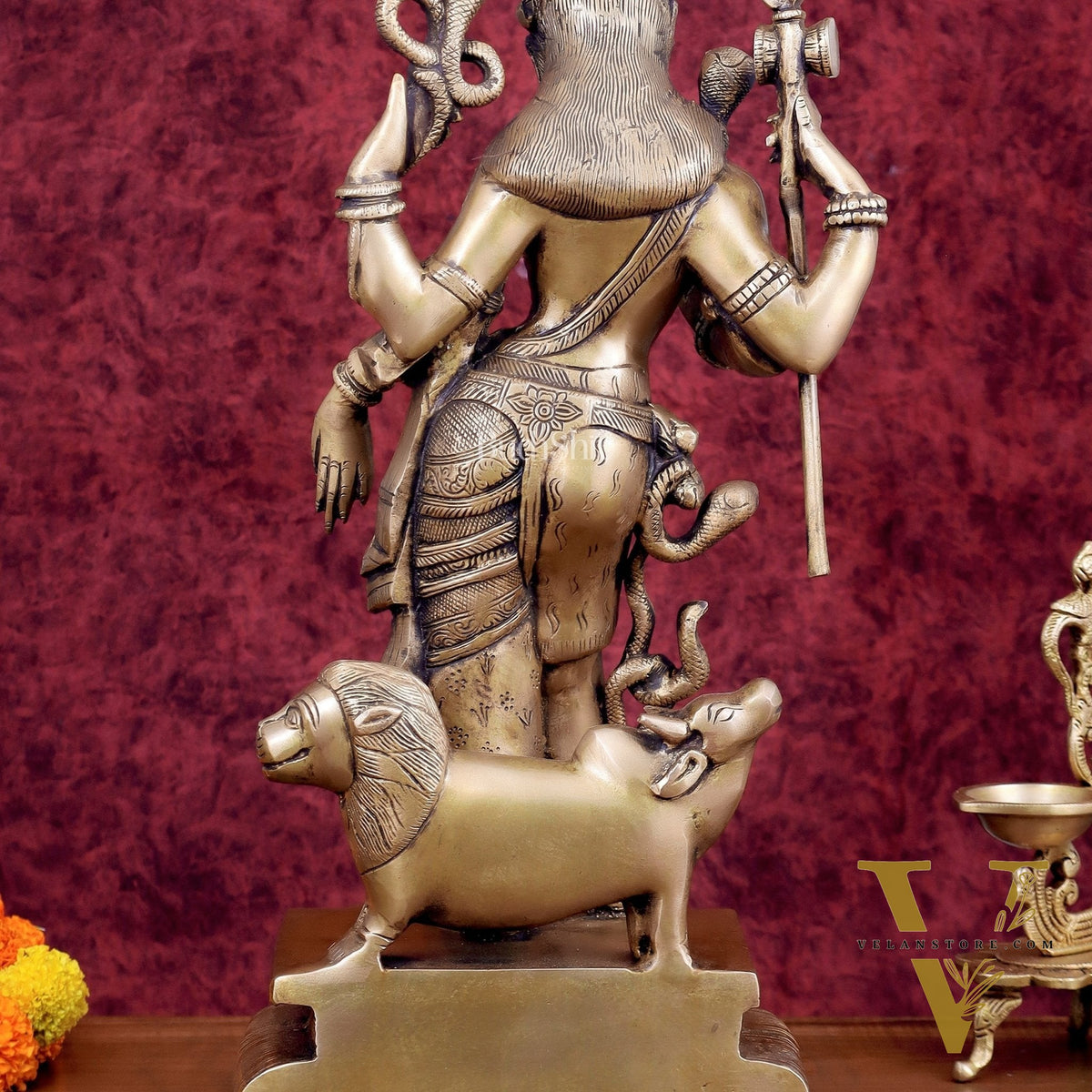 Brass Ardhanarishwara Statue - 19 Inch antique tone
