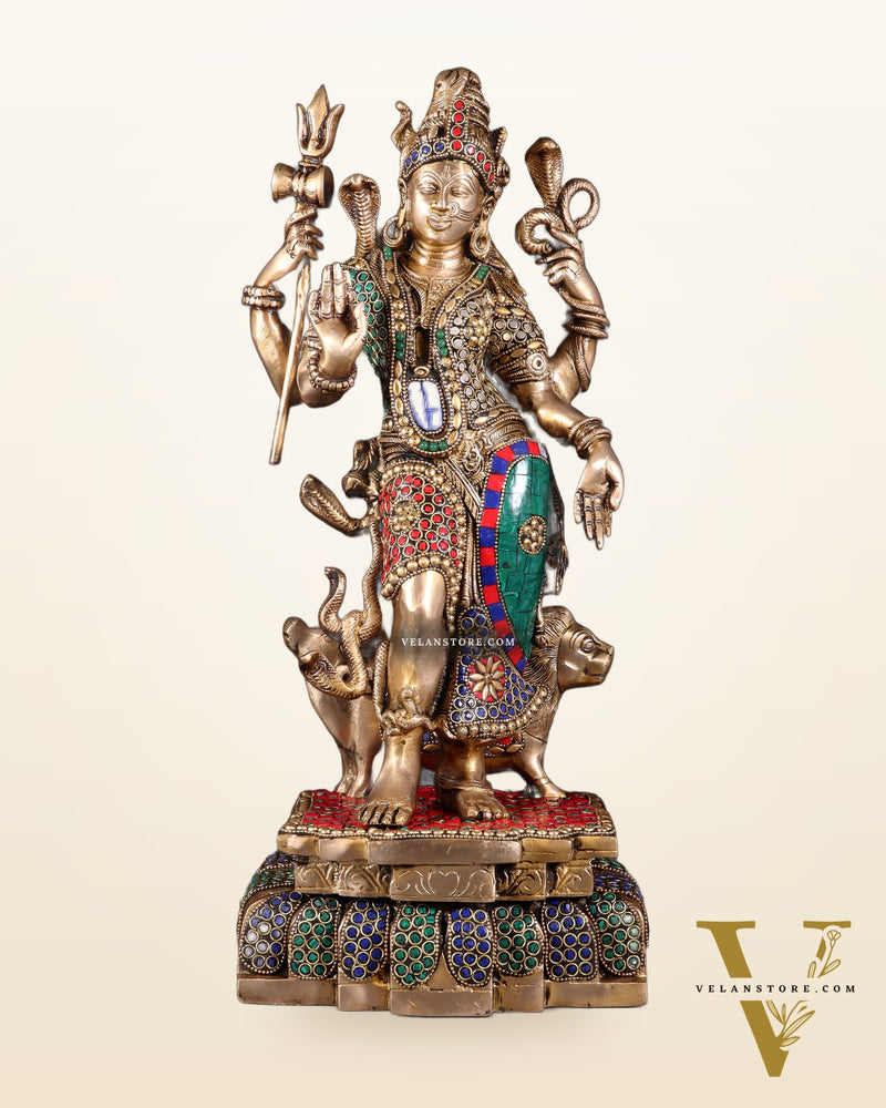 Brass Ardhanarishwara Statue - 19 Inch stonework