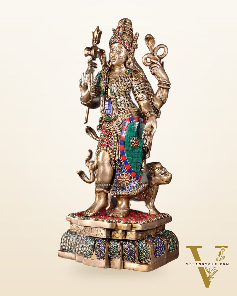 Brass Ardhanarishwara Statue - 19 Inch stonework