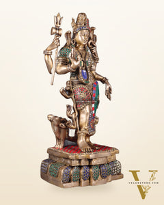 Brass Ardhanarishwara Statue - 19 Inch stonework