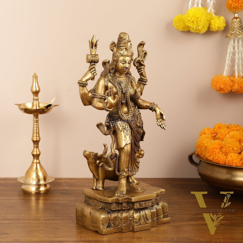Brass Ardhanarishwara Statue - 19 Inch
