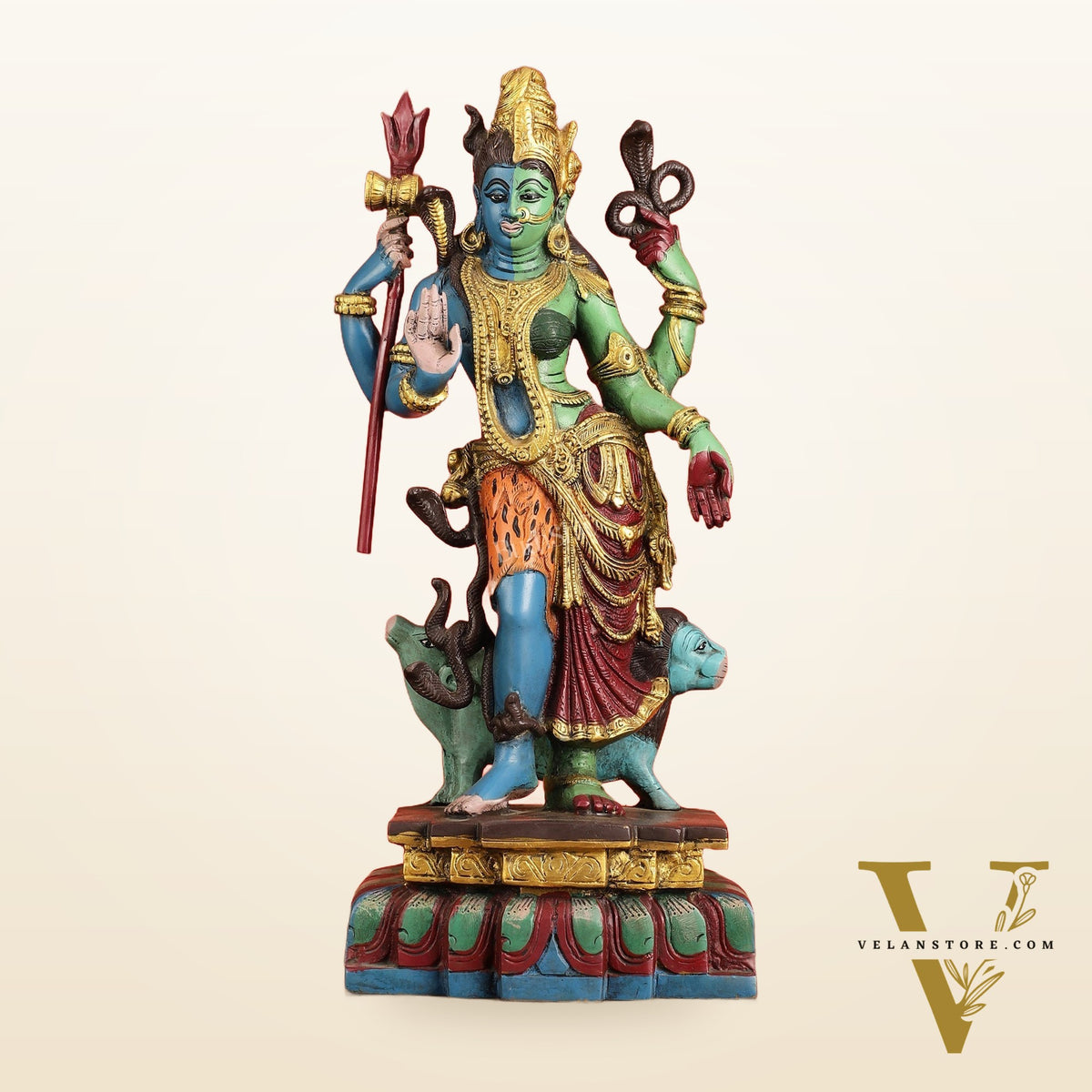 Brass Ardhanarishwara Statue - 19 Inch
