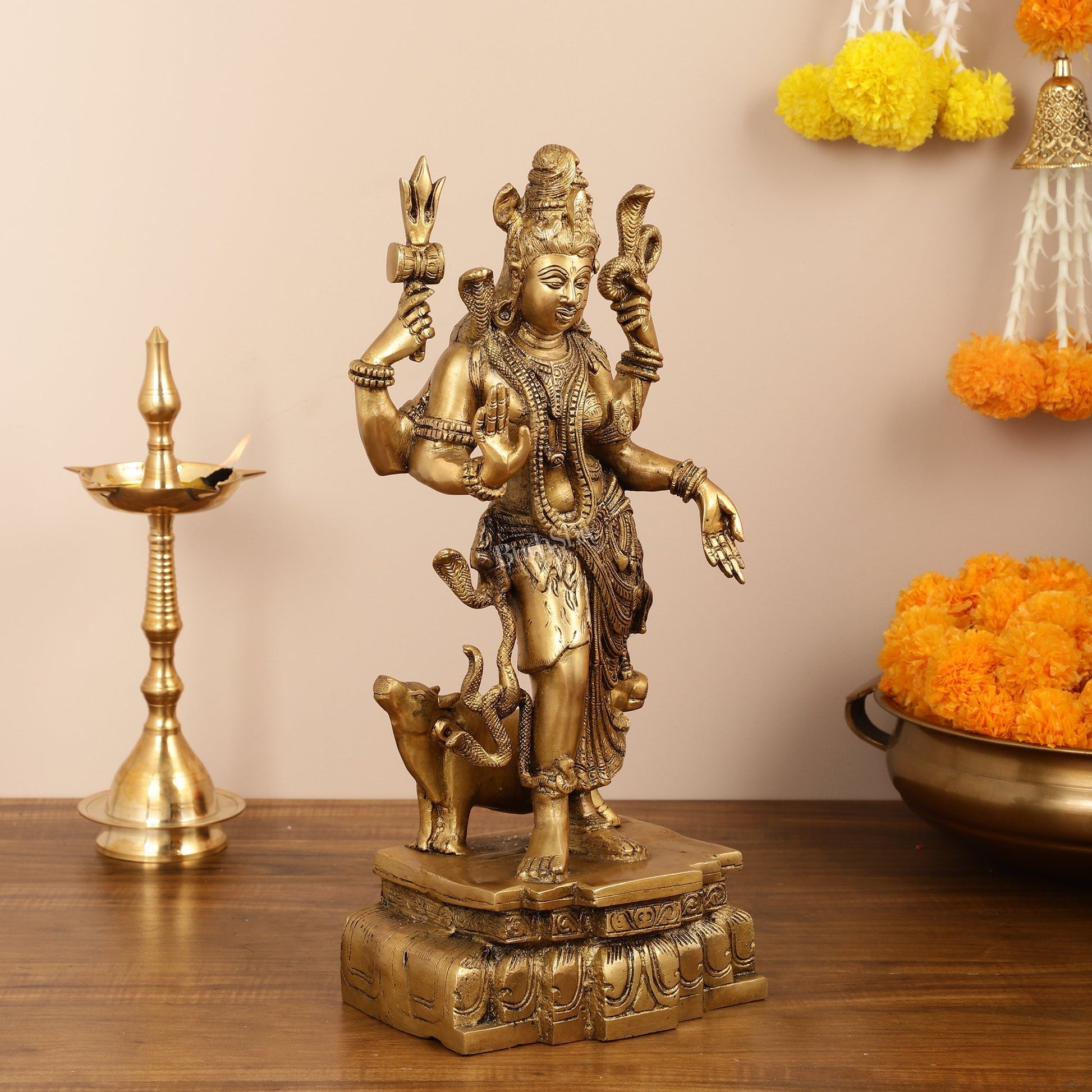 Brass Ardhanarishwara Statue - 19 Inch