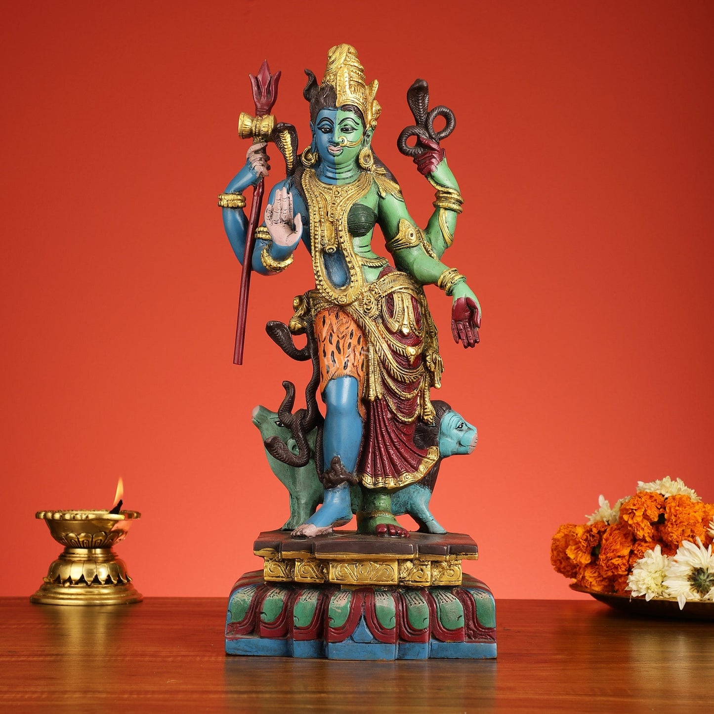 Brass Ardhanarishwara Statue - 19 Inch