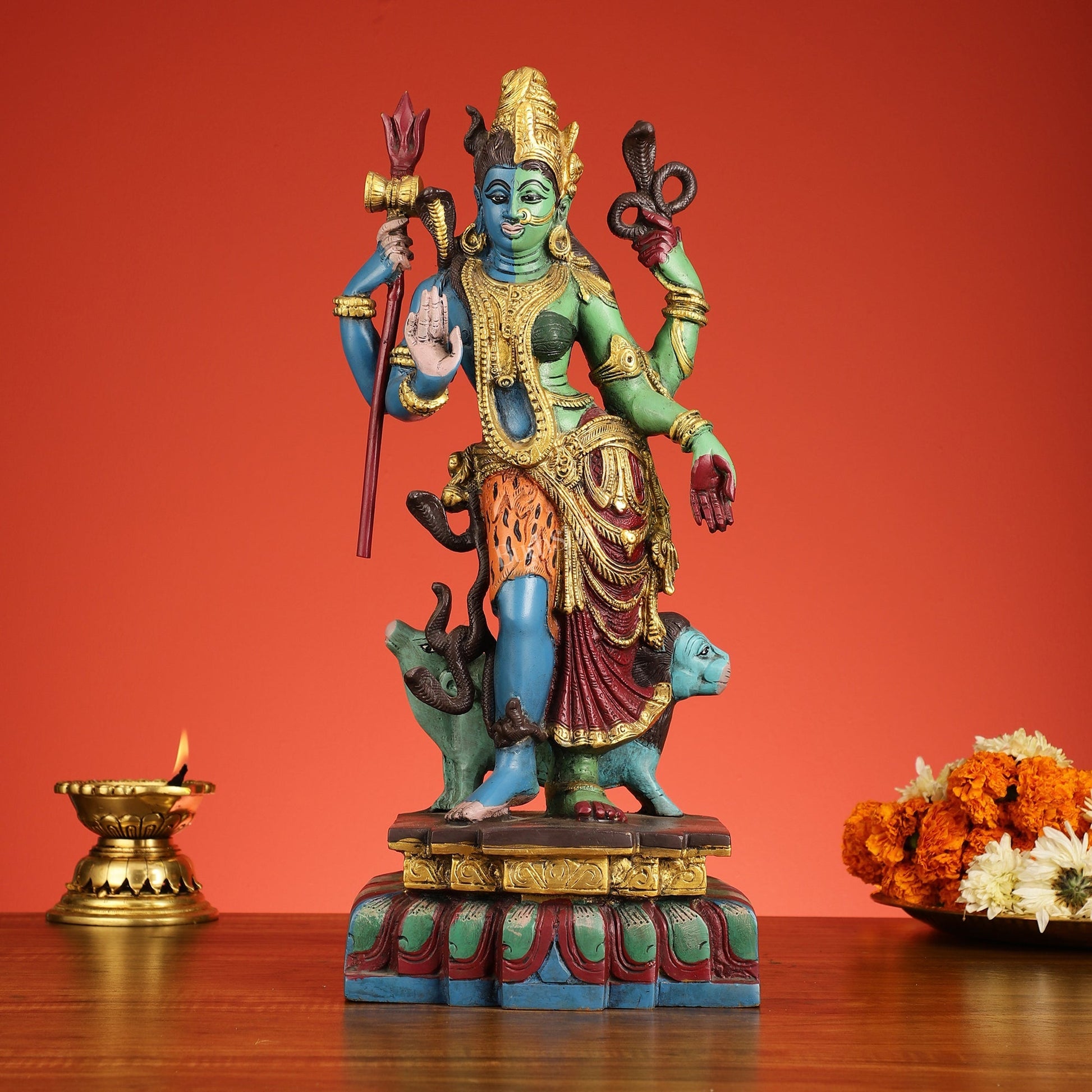 Brass Ardhanarishwara Statue - 19 Inch