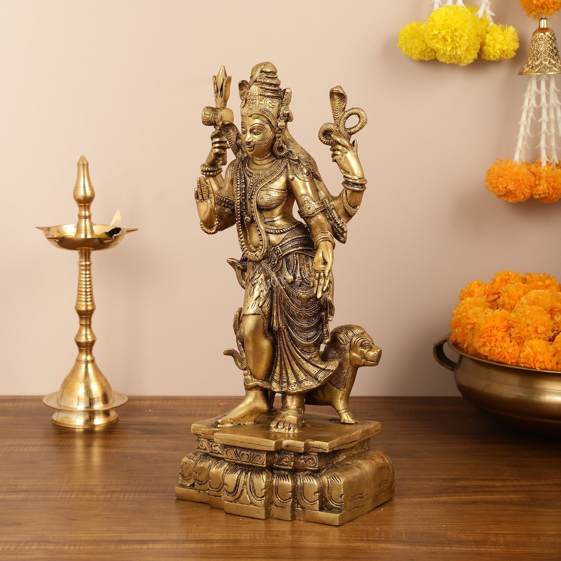 Brass Ardhanarishwara Statue - 19 Inch