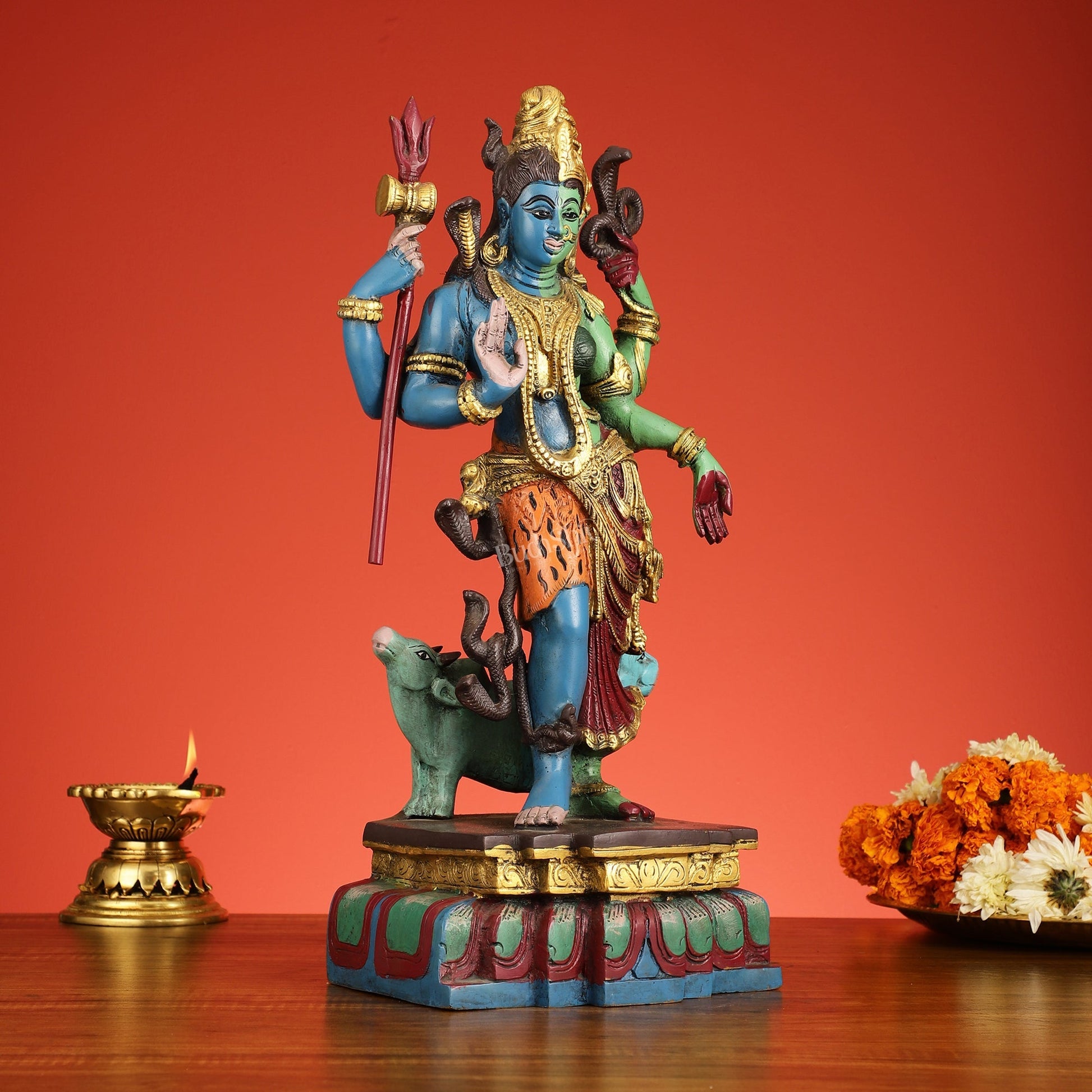 Brass Ardhanarishwara Statue - 19 Inch