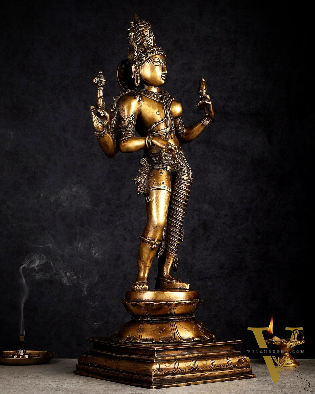 Brass Ardhanarishwara statue 23"
