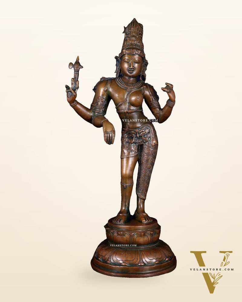 Brass Ardhanarishwara Statue – 27” chola bronze tone