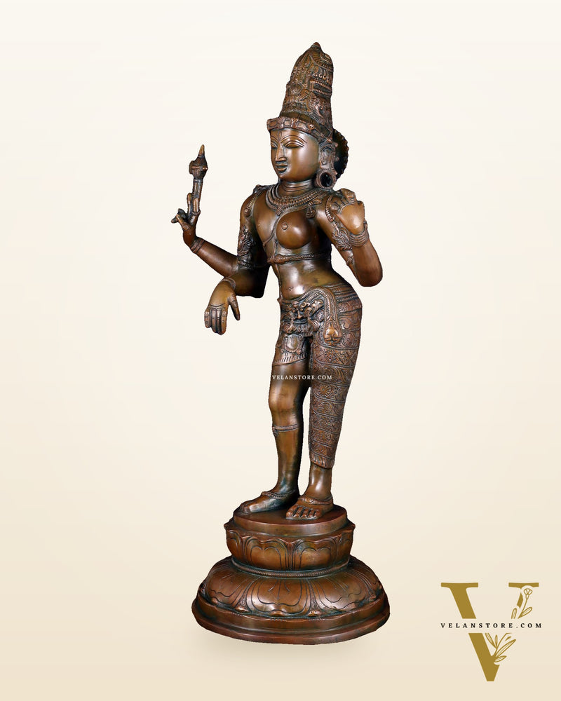 Brass Ardhanarishwara Statue – 27” chola bronze tone