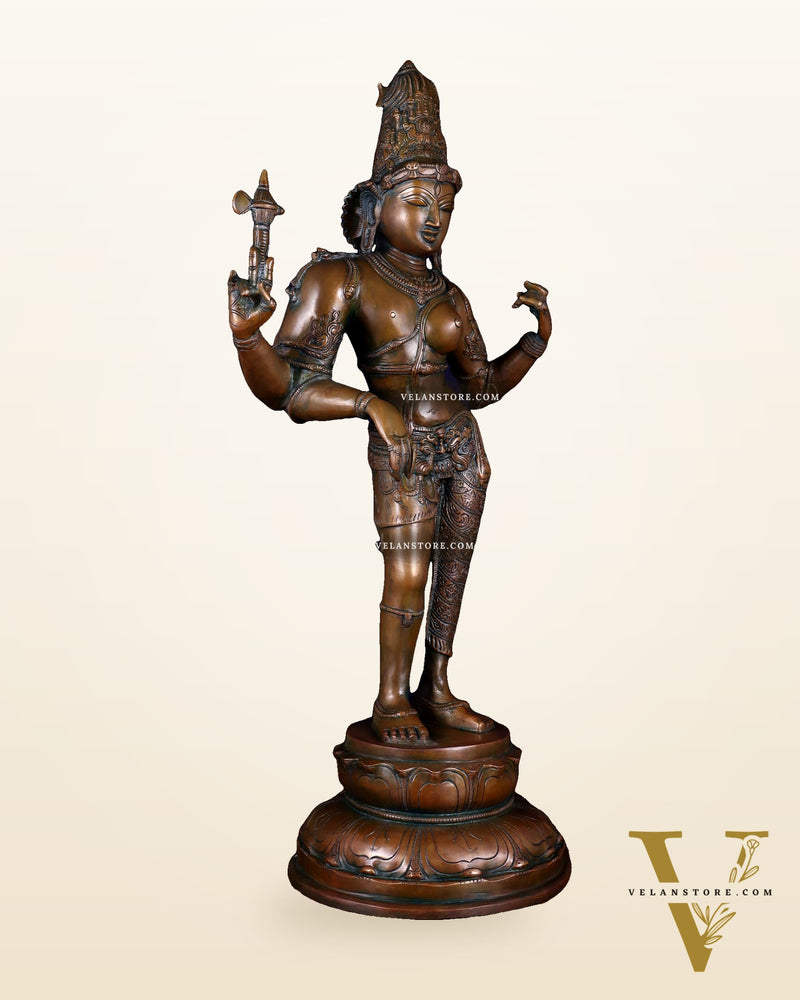 Brass Ardhanarishwara Statue – 27” chola bronze tone