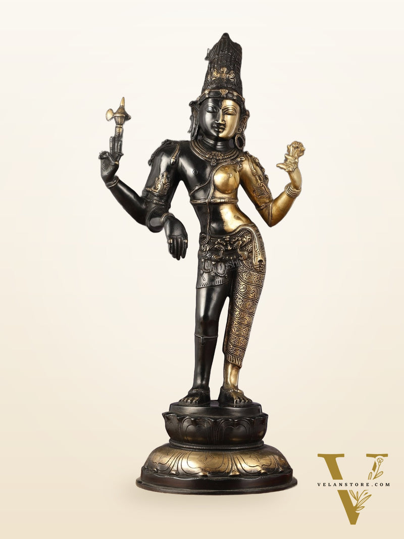 Brass Ardhanarishwara Statue - 27"