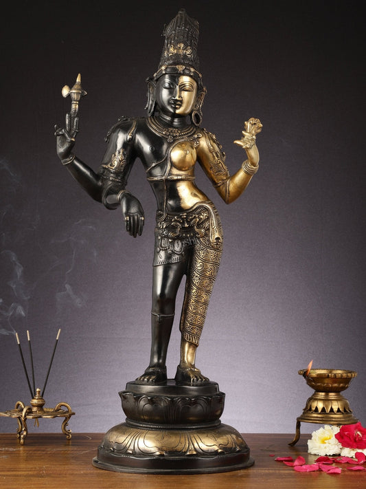 Brass Ardhanarishwara Statue - 27"