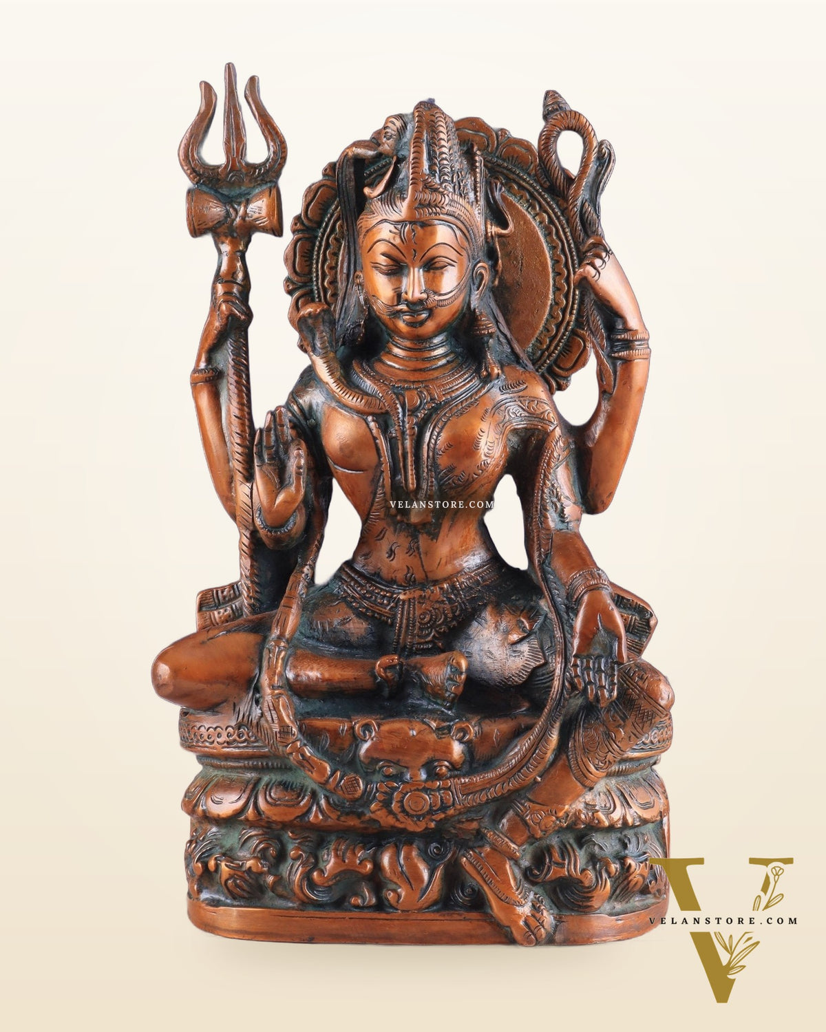 Brass Ardhanarishwara Statue - Lord Shiva and Goddess Parvati Sculpture - 9.5 inch Antique brown
