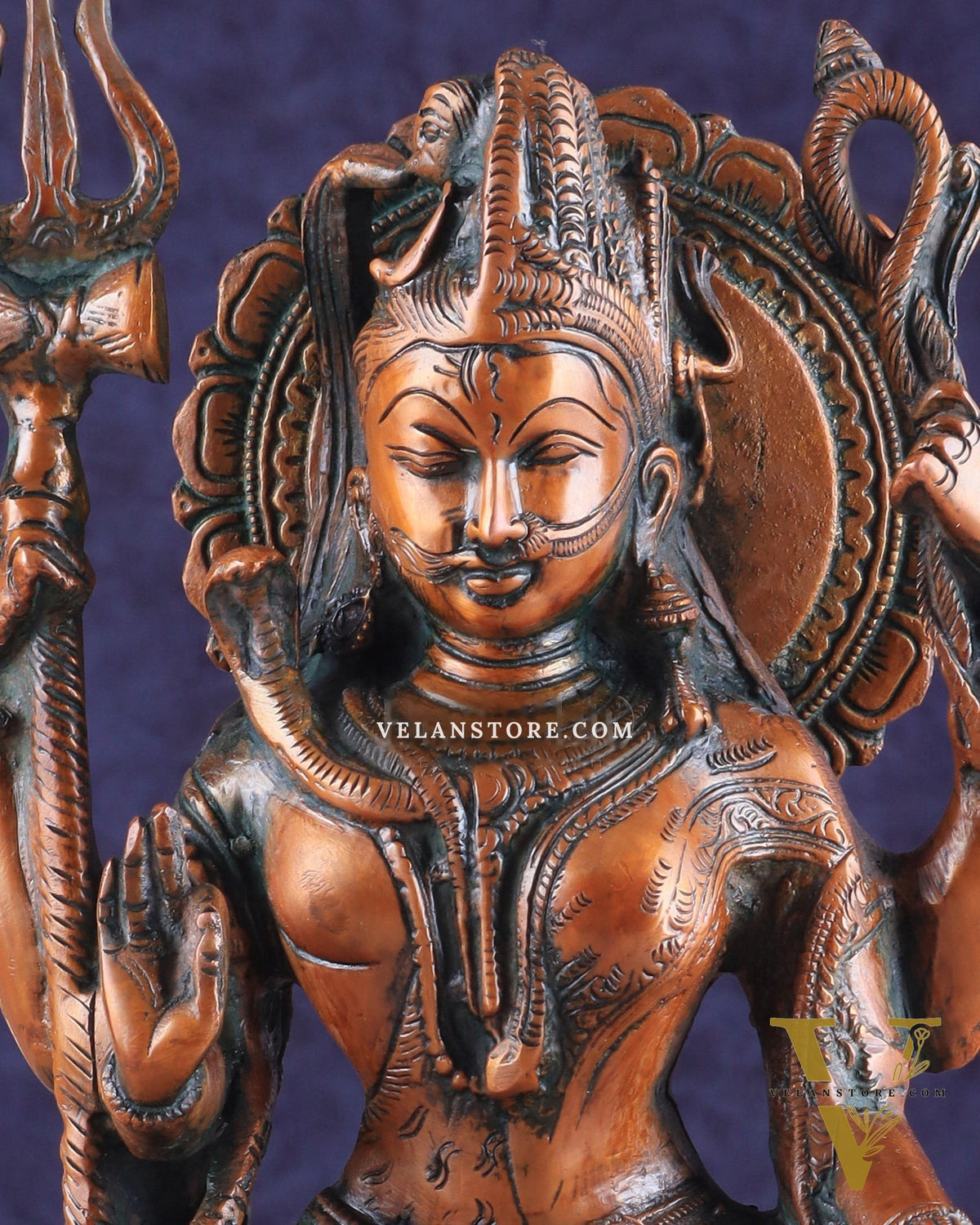 Brass Ardhanarishwara Statue - Lord Shiva and Goddess Parvati Sculpture - 9.5 inch Antique brown