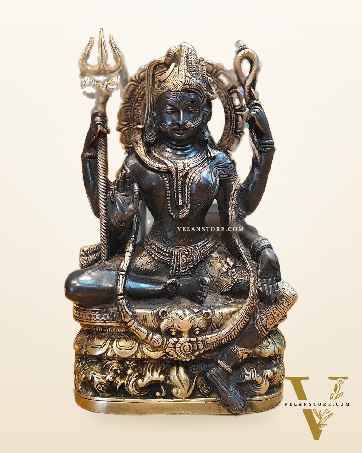 Brass Ardhanarishwara Statue - Lord Shiva and Goddess Parvati Sculpture - 9.5 inch