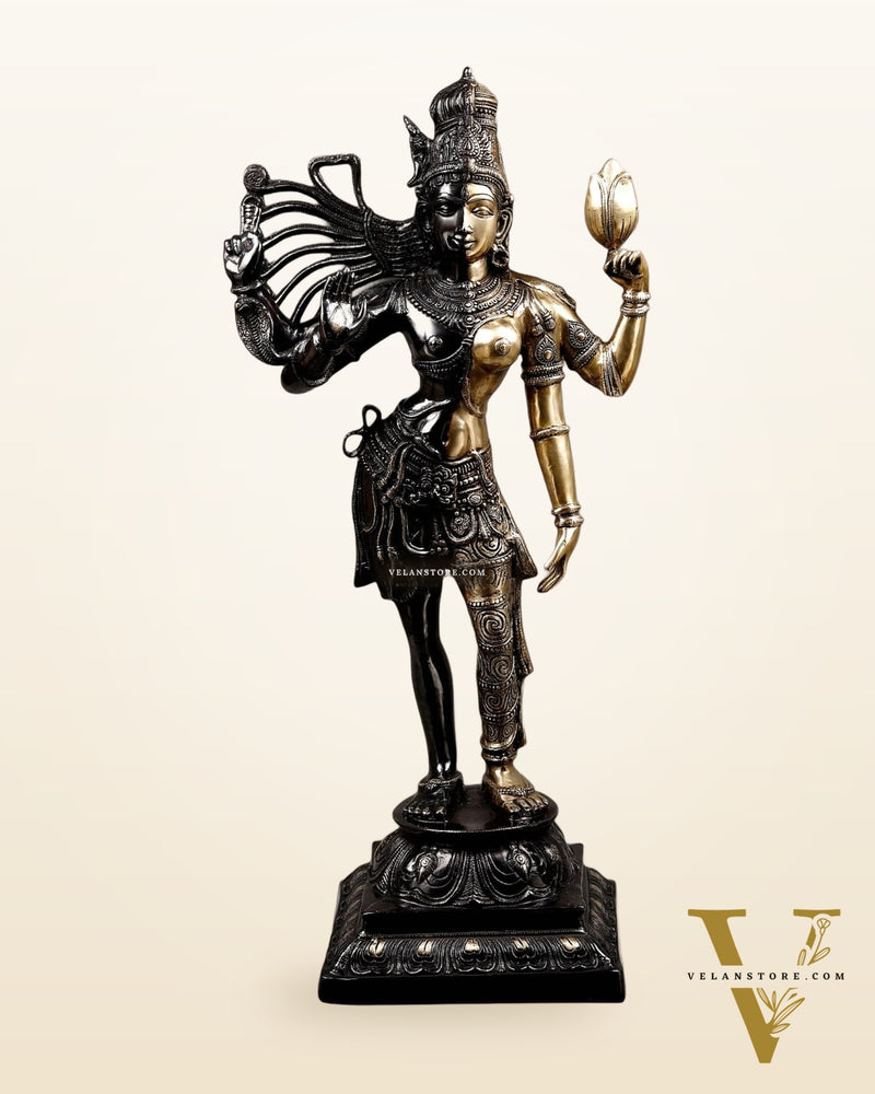 Brass Ardhanarishwara Statue – Shiv and Parvati as One 40"
