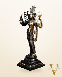 Brass Ardhanarishwara Statue – Shiv and Parvati as One 40"