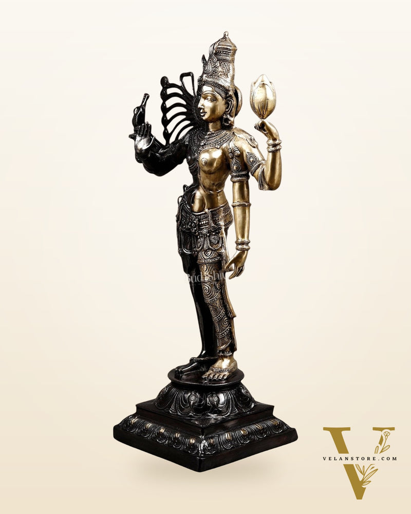 Brass Ardhanarishwara Statue – Shiv and Parvati as One 40"