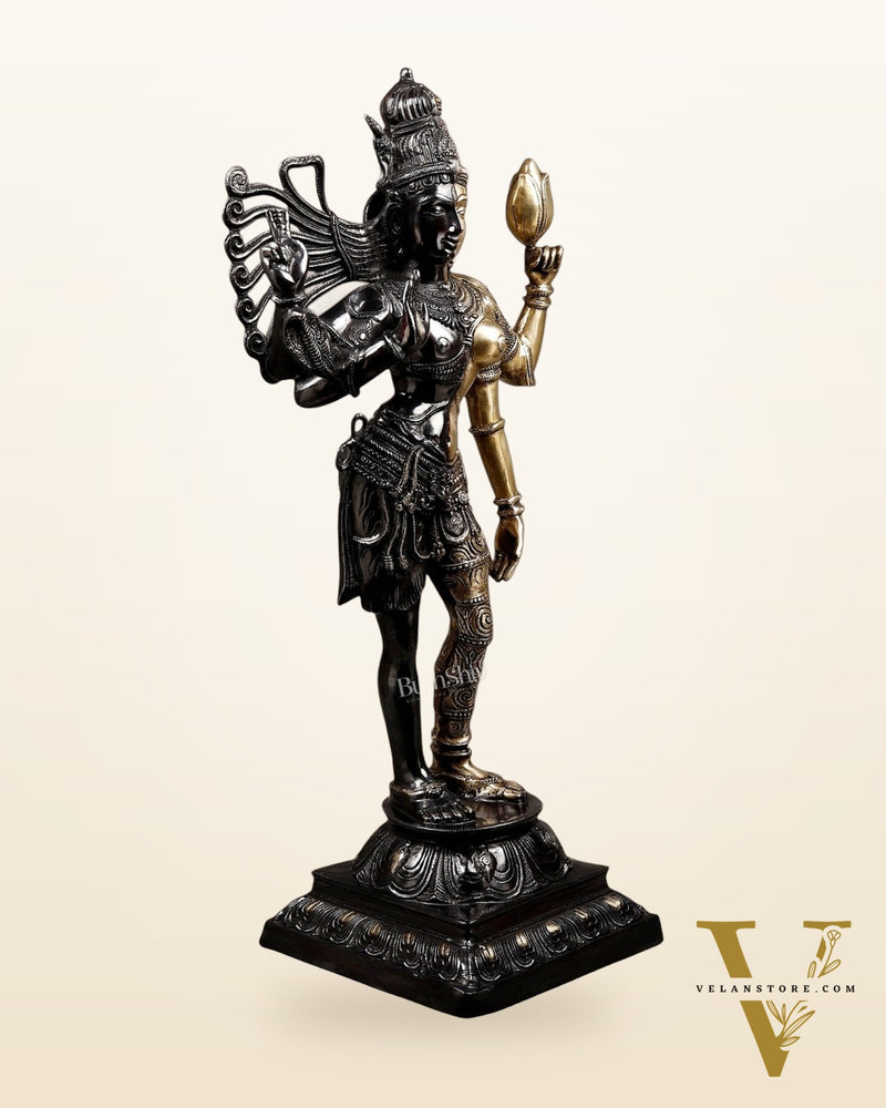 Brass Ardhanarishwara Statue – Shiv and Parvati as One 40"