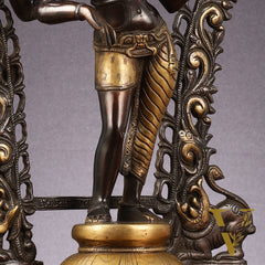 Brass Ardhanarishwara Statue with Prabhavali | Half Shiva Half Parvati | 18"