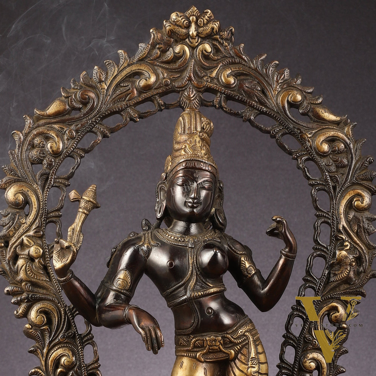 Brass Ardhanarishwara Statue with Prabhavali | Half Shiva Half Parvati | 18"
