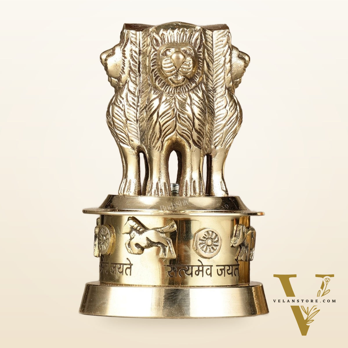Brass Ashoka Lion Stambh Momento 6"