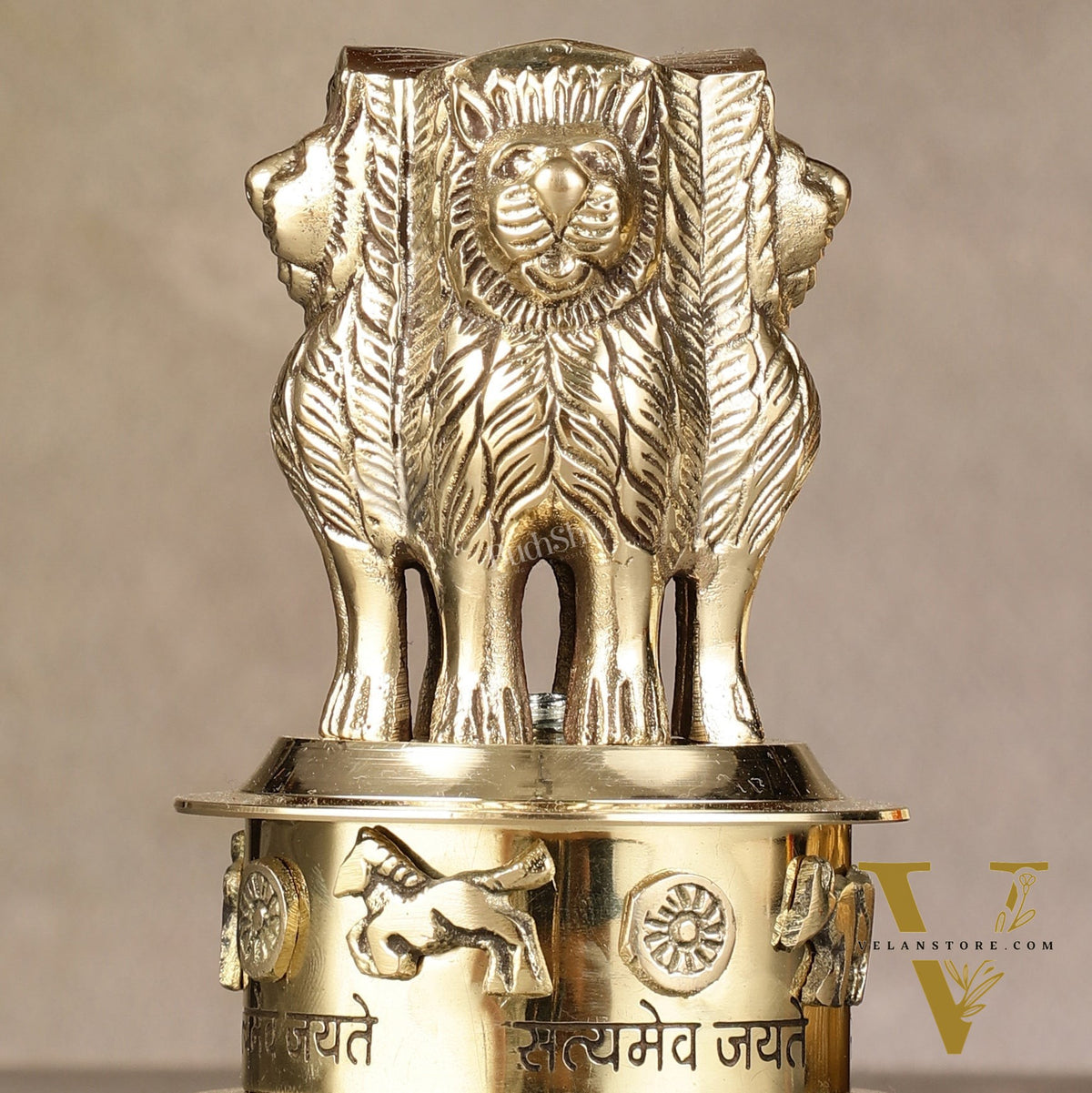 Brass Ashoka Lion Stambh Momento 6"