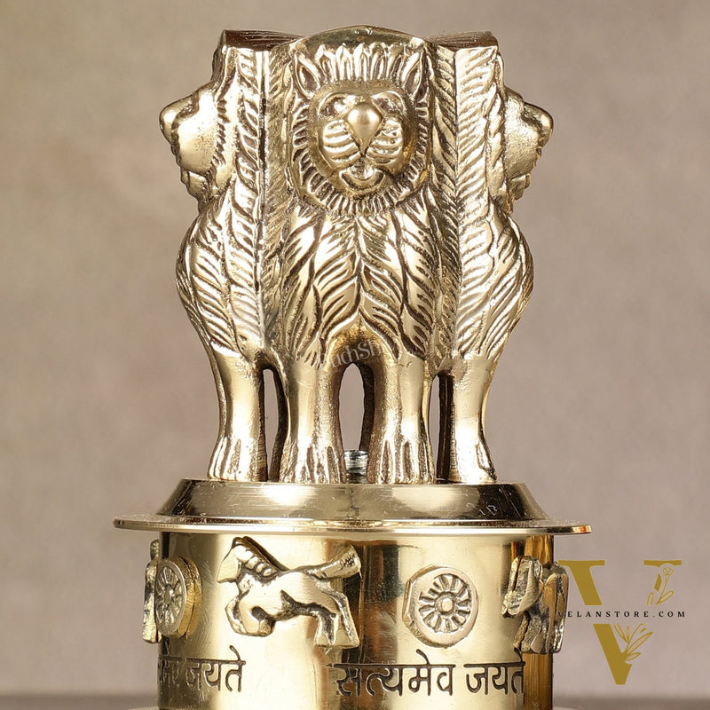 Brass Ashoka Lion Stambh Momento 6"