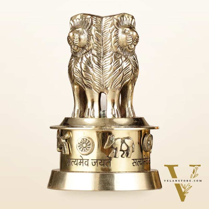 Brass Ashoka Lion Stambh Momento 6"