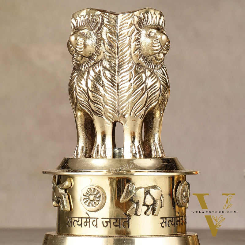 Brass Ashoka Lion Stambh Momento 6"