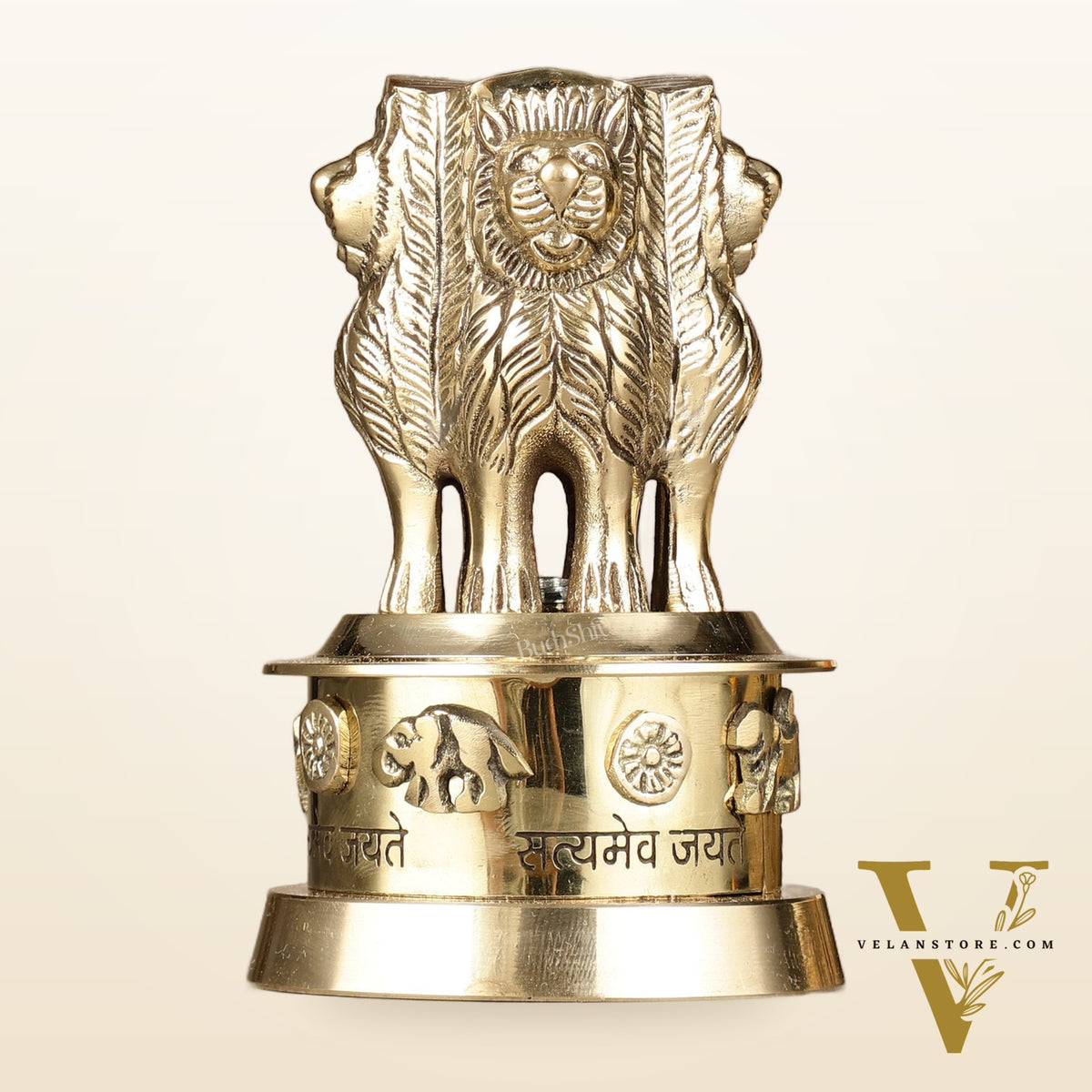 Brass Ashoka Lion Stambh Momento 6"