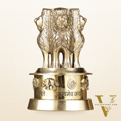 Brass Ashoka Lion Stambh Momento 6"