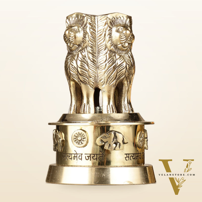 Brass Ashoka Lion Stambh Momento 6"