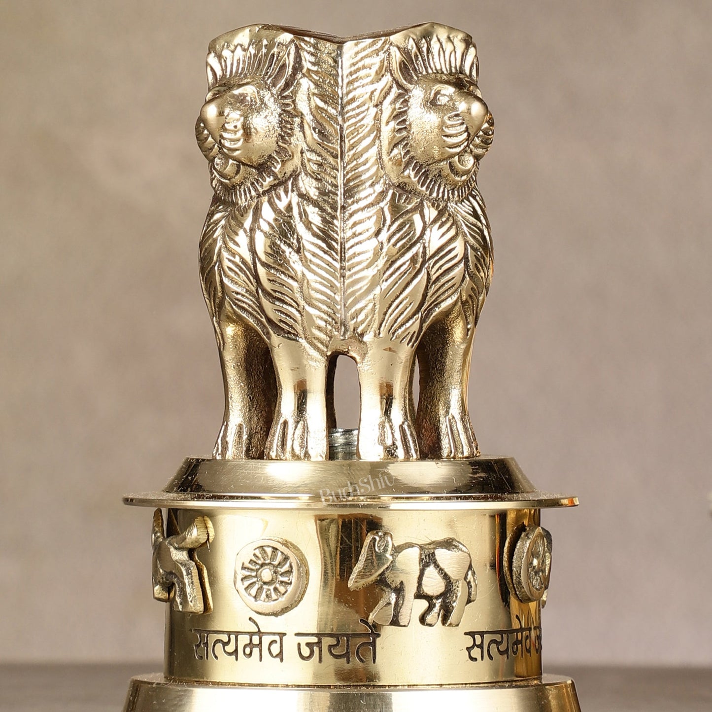 Brass Ashoka Lion Stambh Momento 6"
