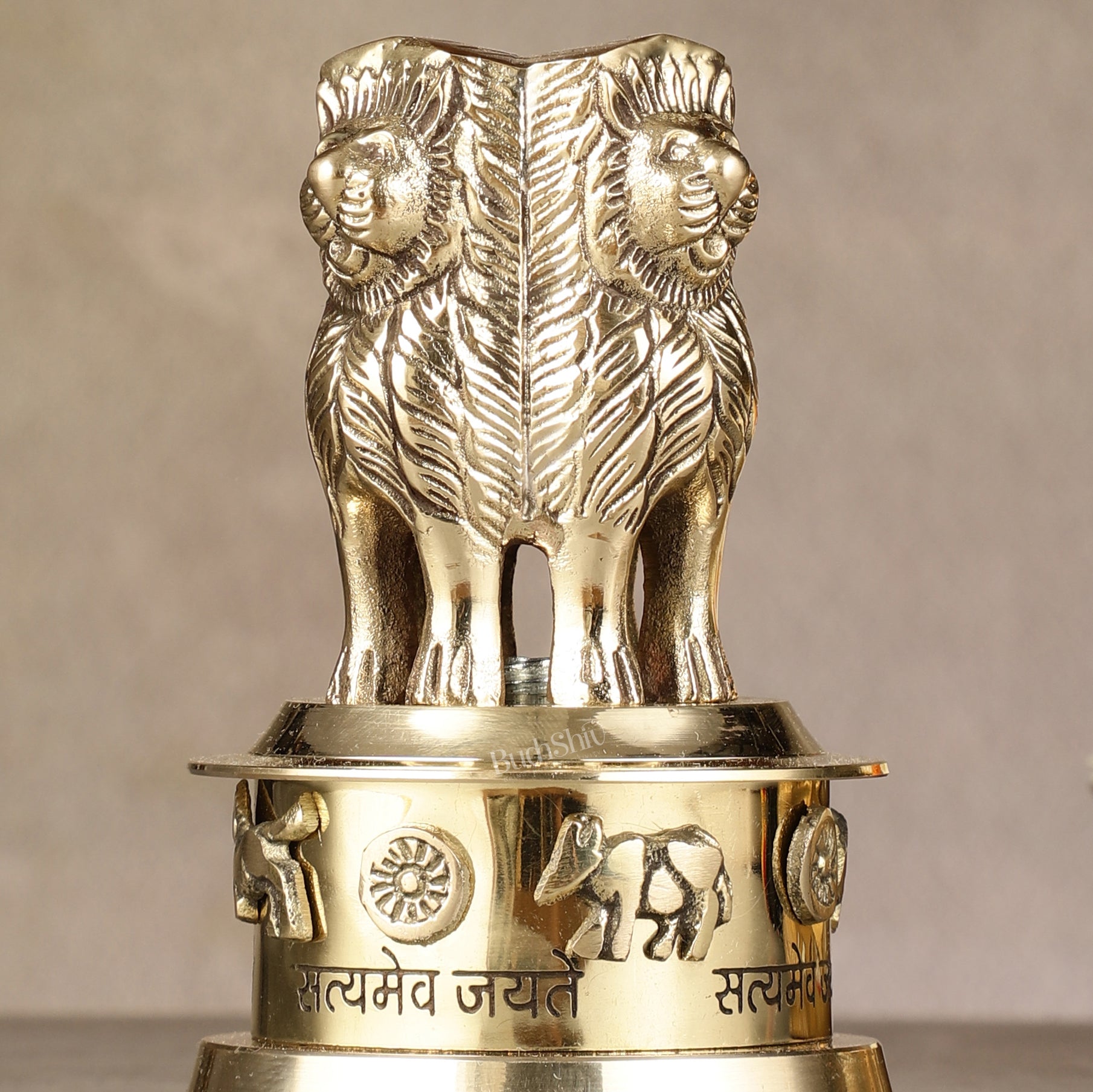 Brass Ashoka Lion Stambh Momento 6"