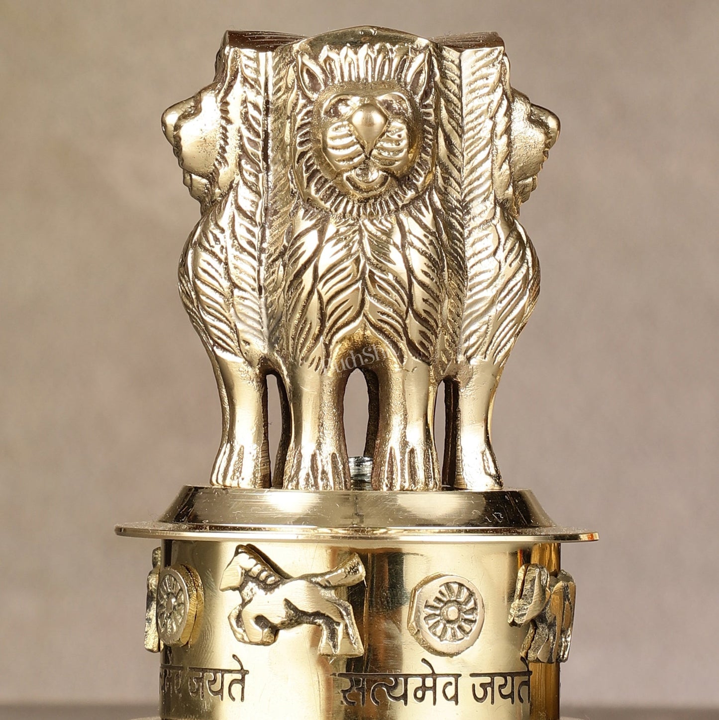 Brass Ashoka Lion Stambh Momento 6"